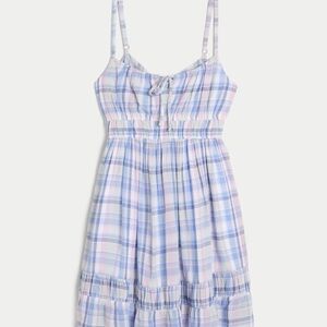 Hollister Pastel Plaid Tie Back Mini Skort Dress